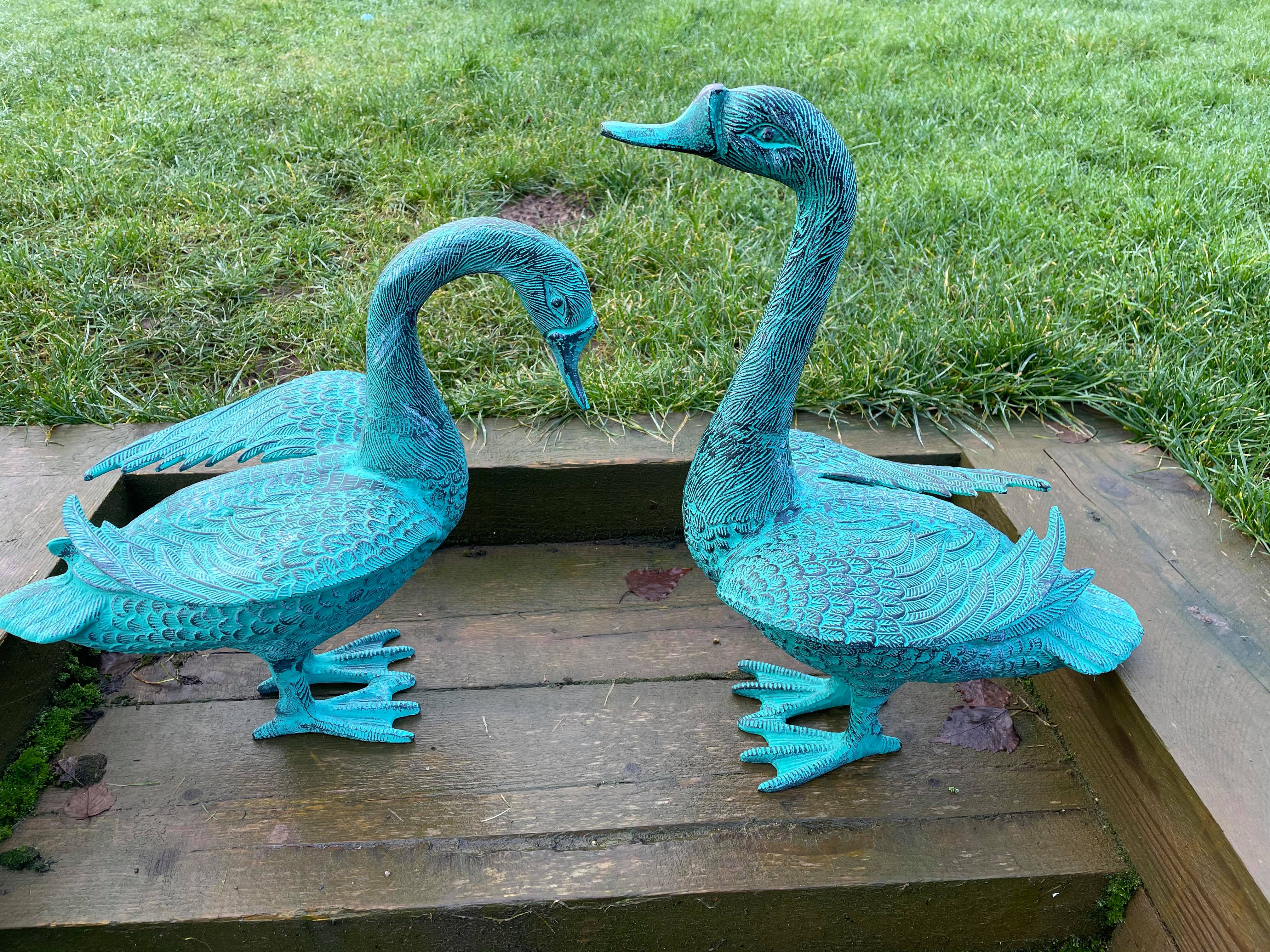 Gorgeous Green Geese Pair
