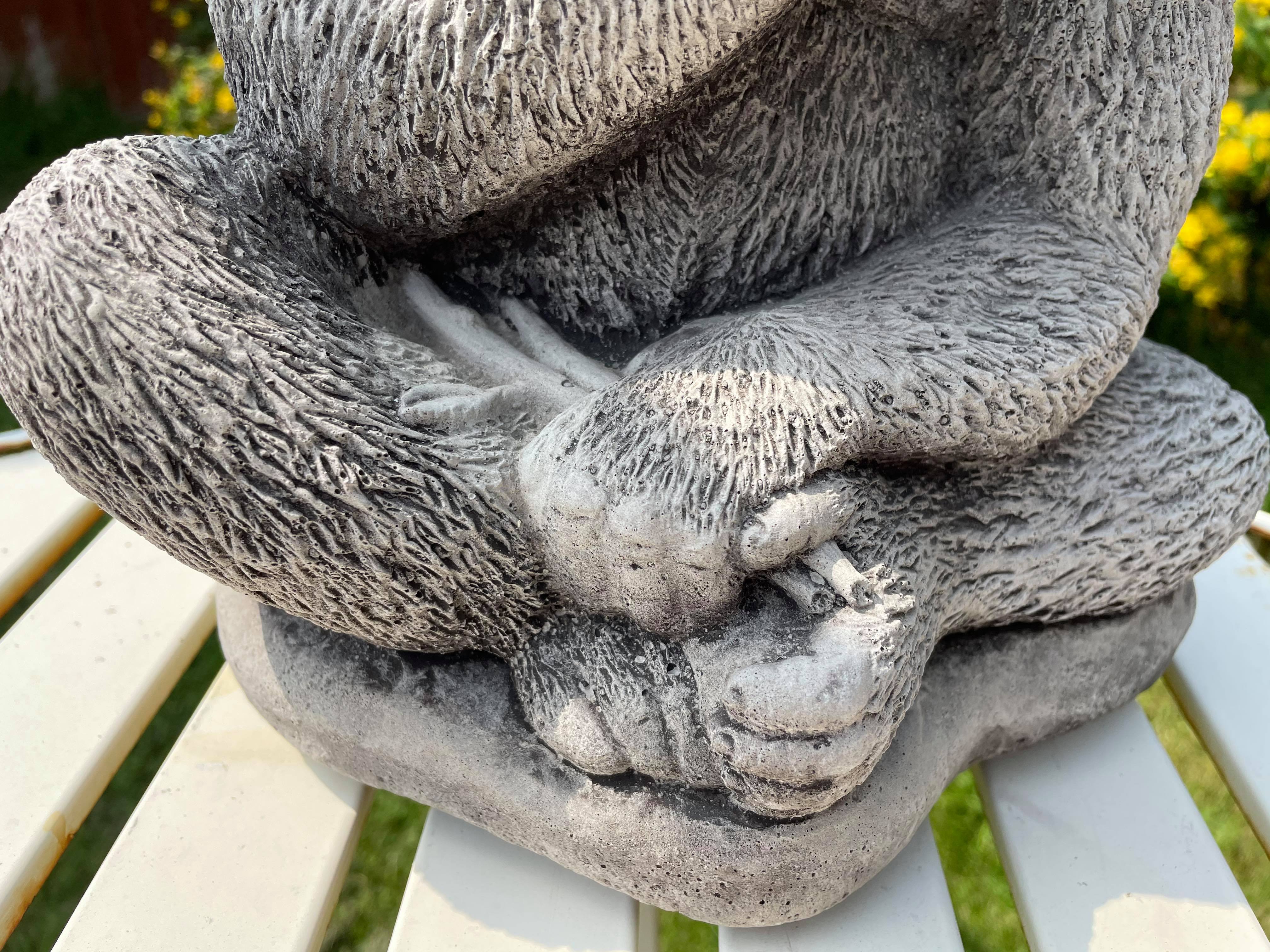 Gorilla eating Banana Stone Garden Statue