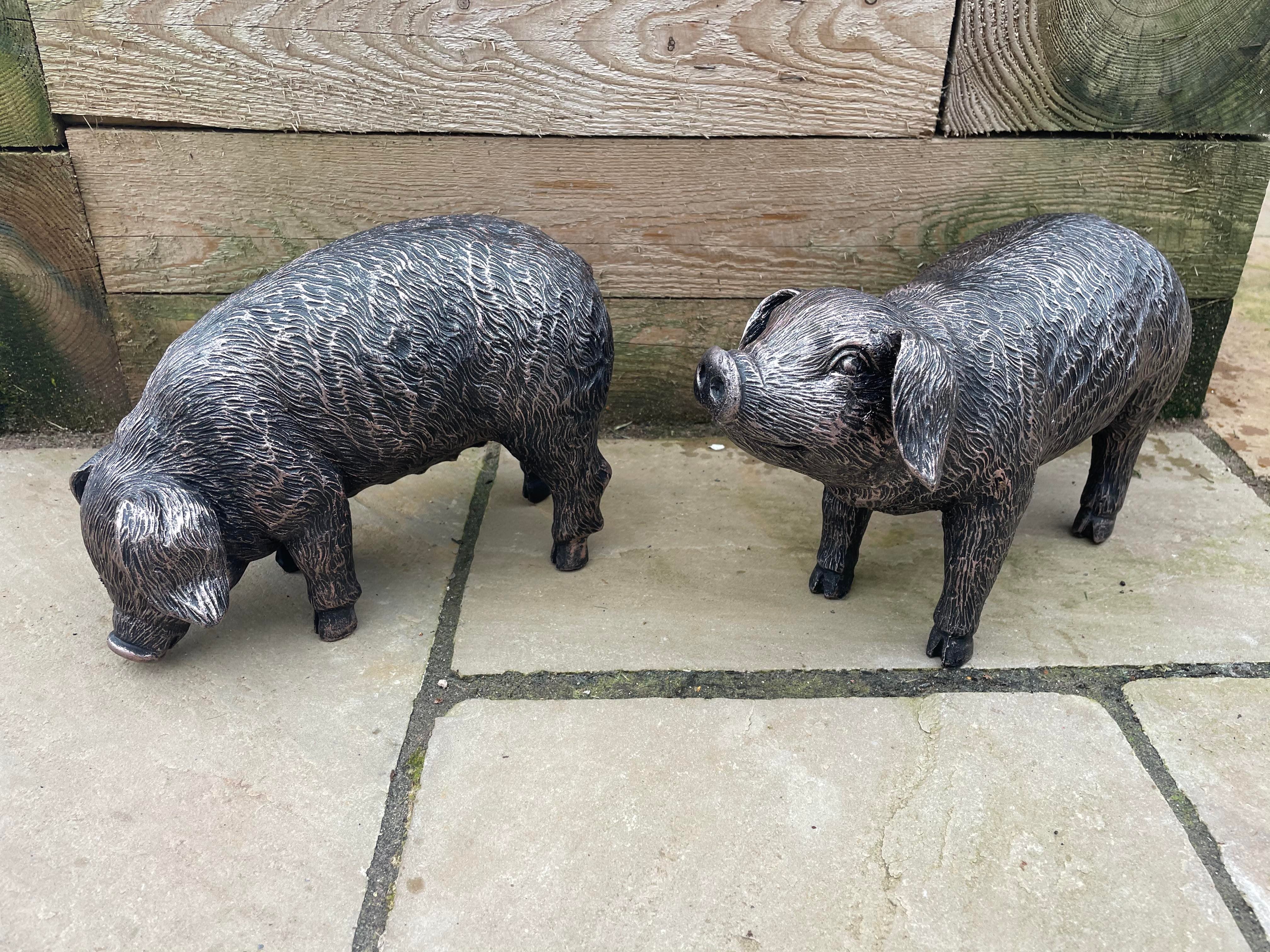 Pair of Bronze Pigs