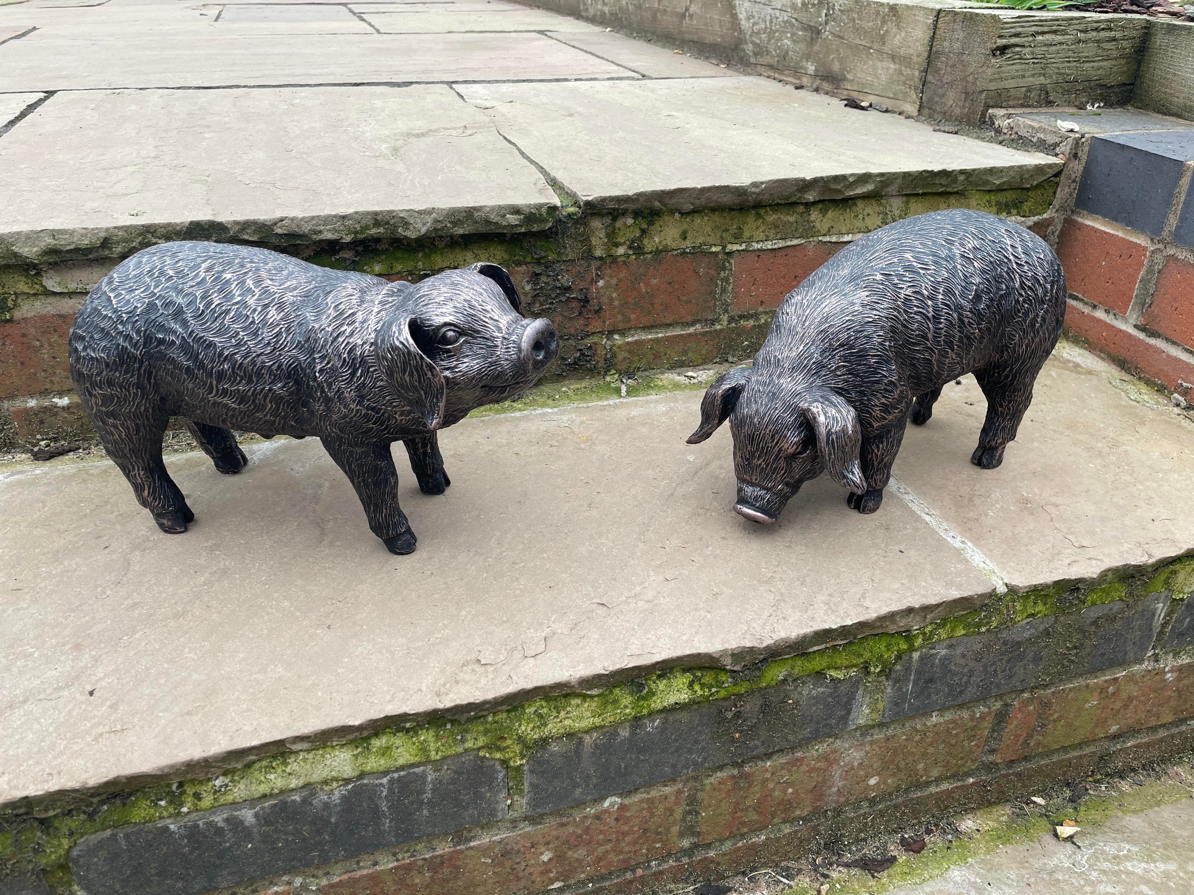 Pair of Bronze Pigs