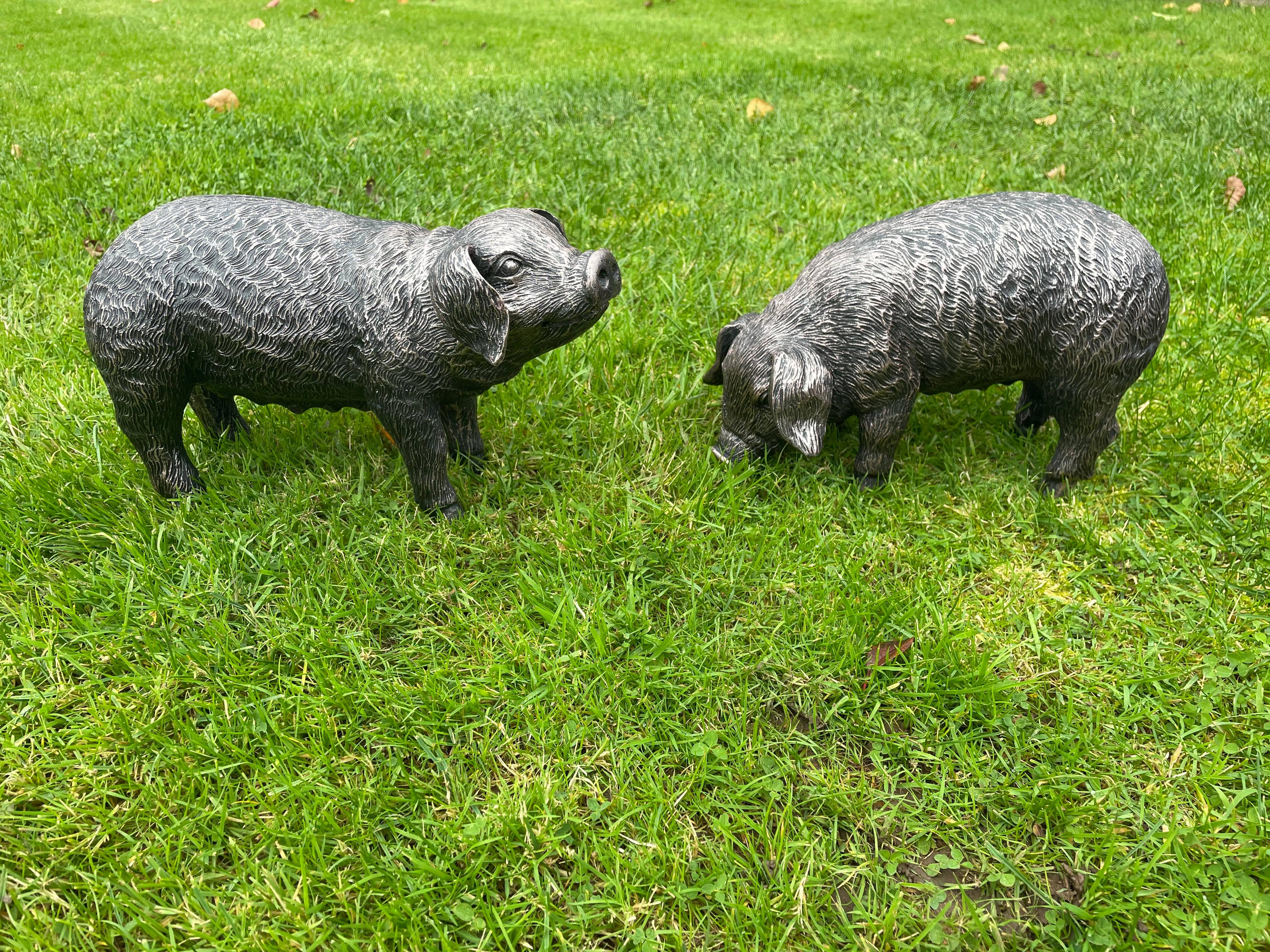 Pair of Bronze Pigs