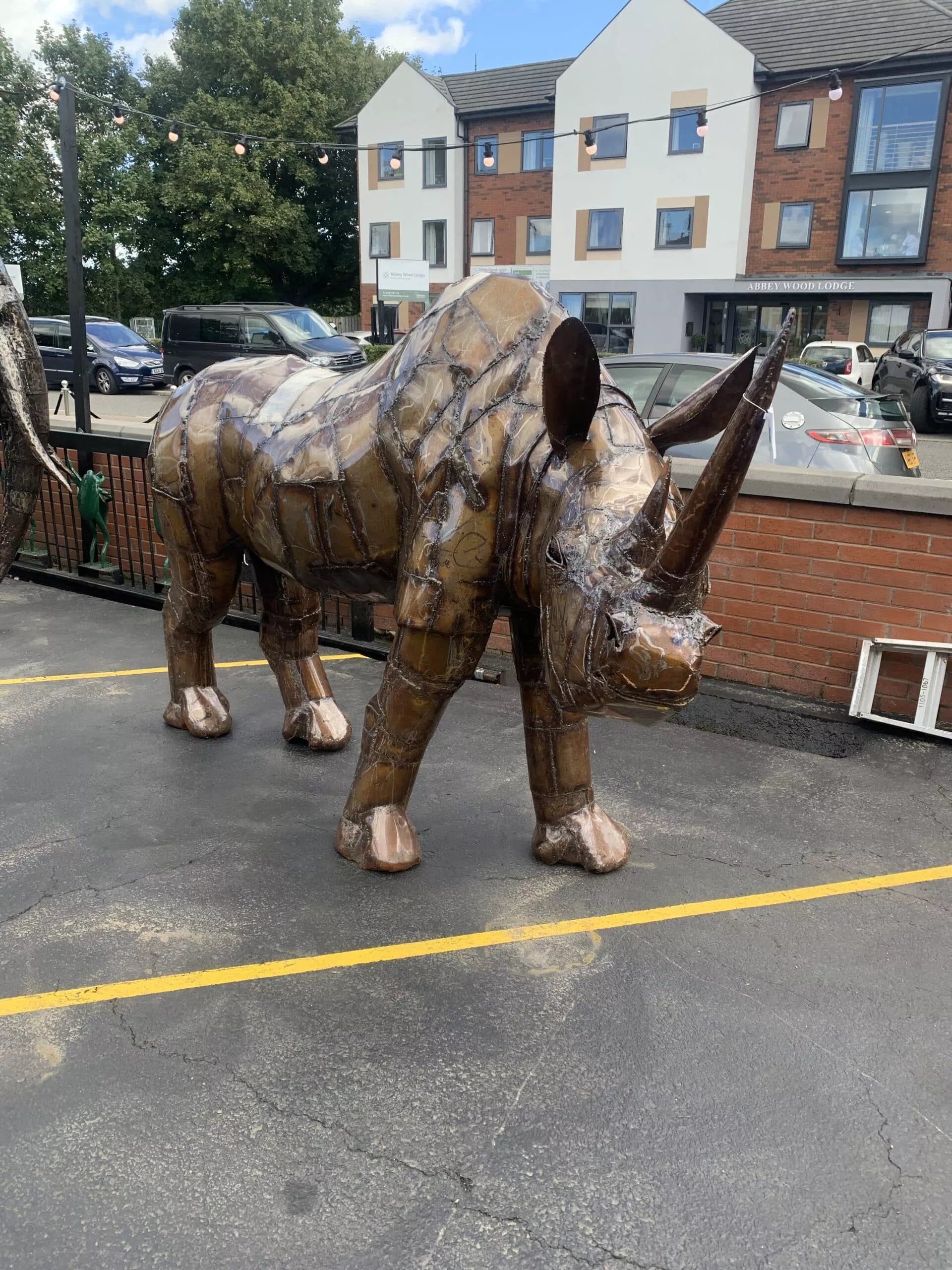 Life Size Metal Rhino Sculpture