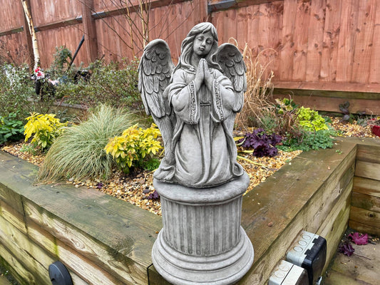 Angel on Plinth Statue - Backyard Bliss