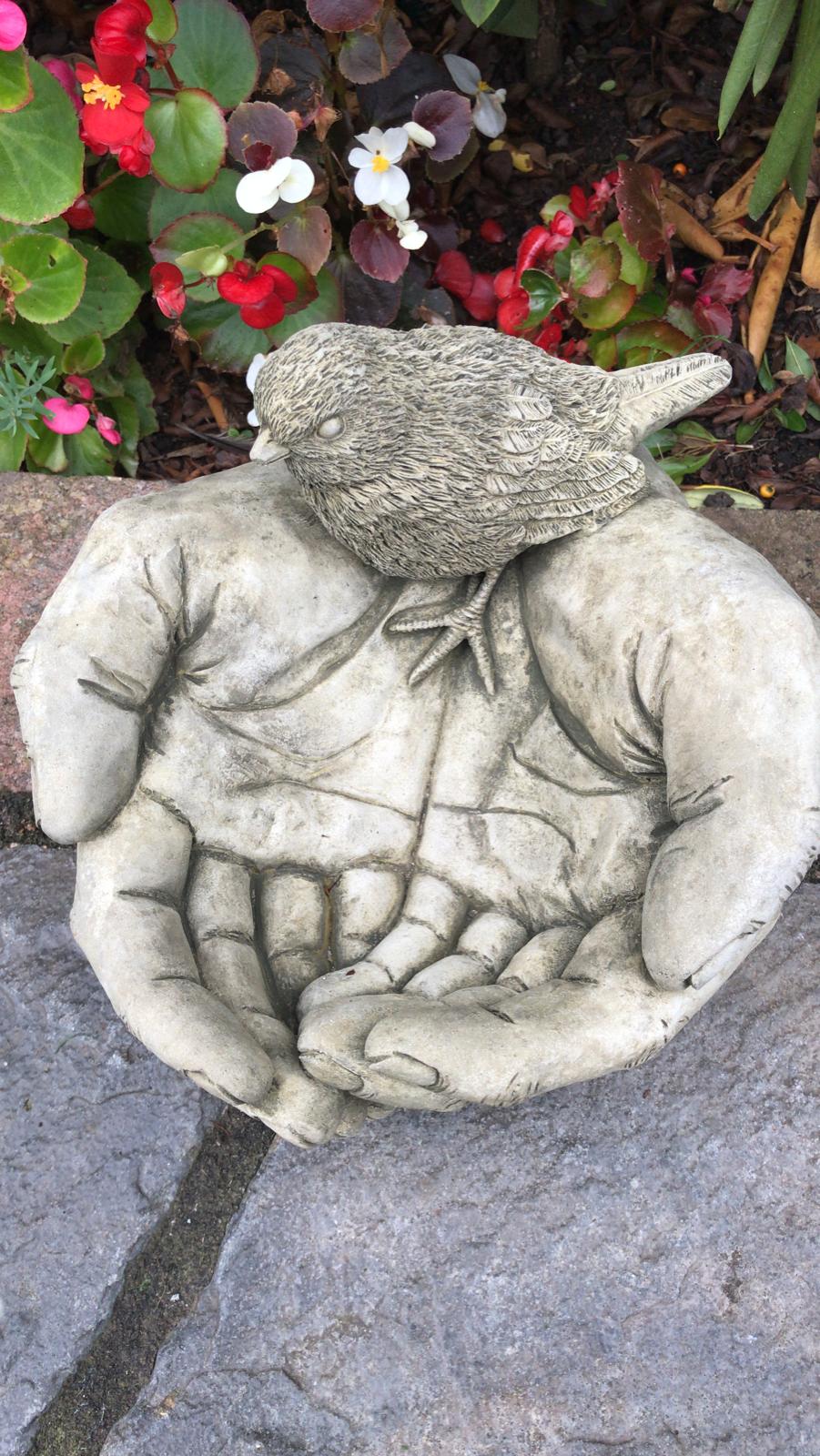 Bird in Hands Birdbath - Backyard Bliss