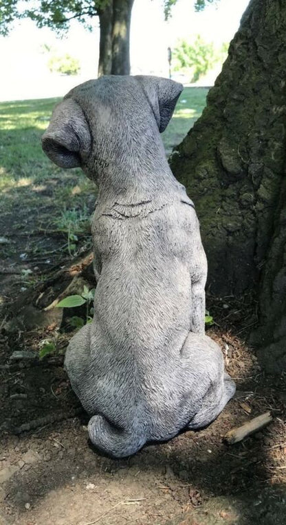 Boxer Puppy Sitting Stone Statue - Backyard Bliss