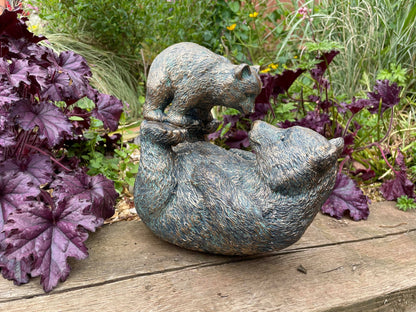 Bronze Bear w/Cub - Backyard Bliss