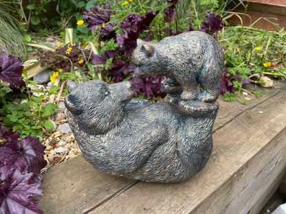 Bronze Bear w/Cub - Backyard Bliss