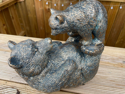 Bronze Bear w/Cub - Backyard Bliss