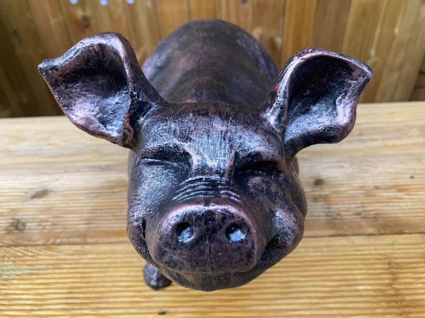 Bronze Happy Pig Garden Ornament - Backyard Bliss
