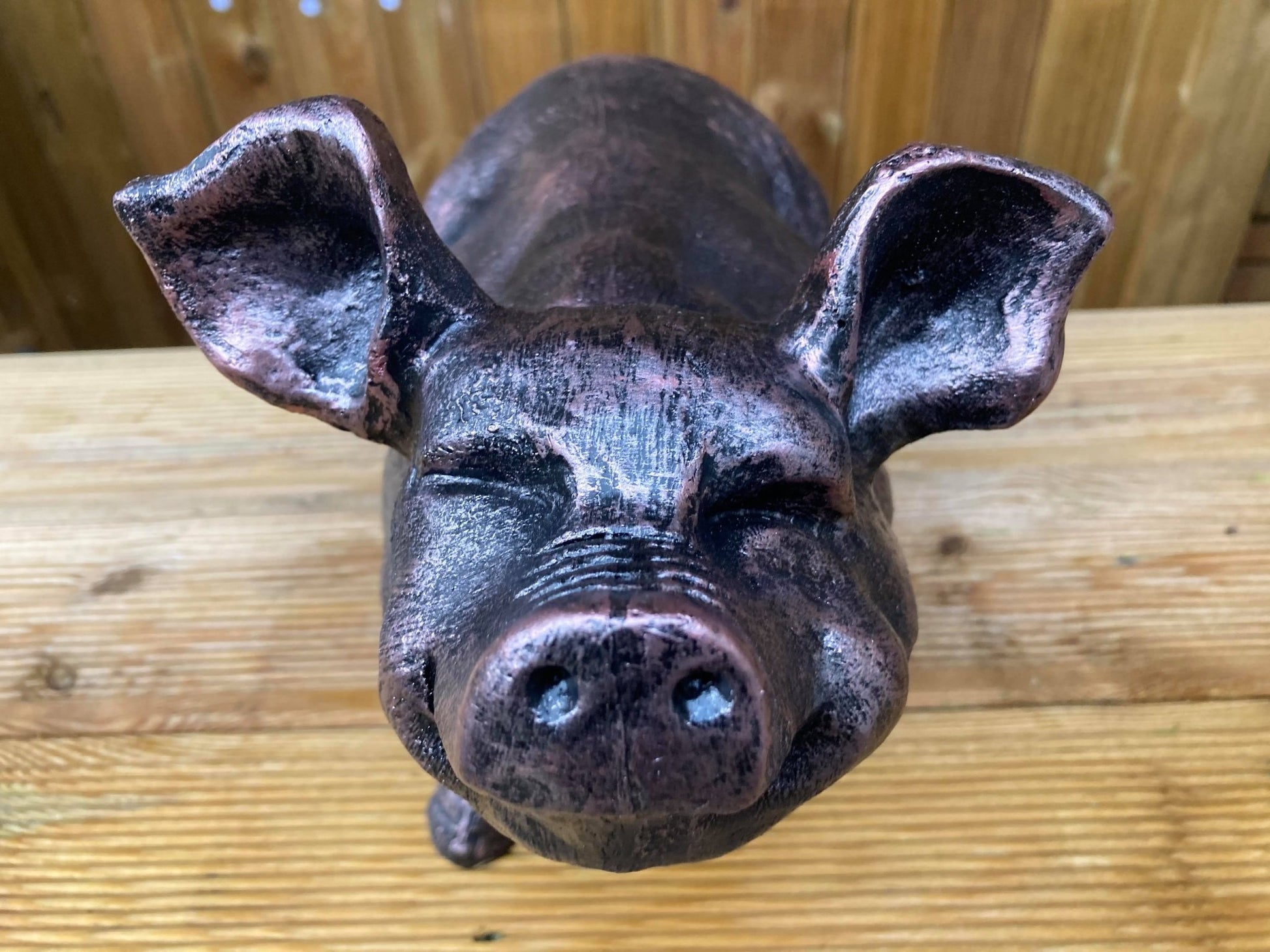 Bronze Happy Pig Garden Ornament - Backyard Bliss