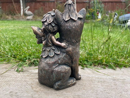 Fairy on Cat - Backyard Bliss