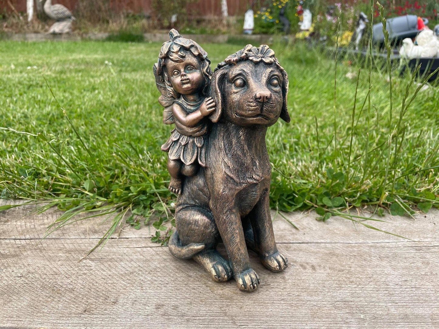 Fairy on Dog - Backyard Bliss