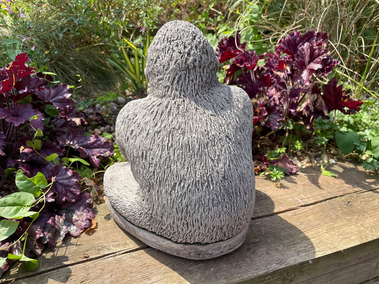 Gorilla eating Banana Stone Garden Statue - Backyard Bliss