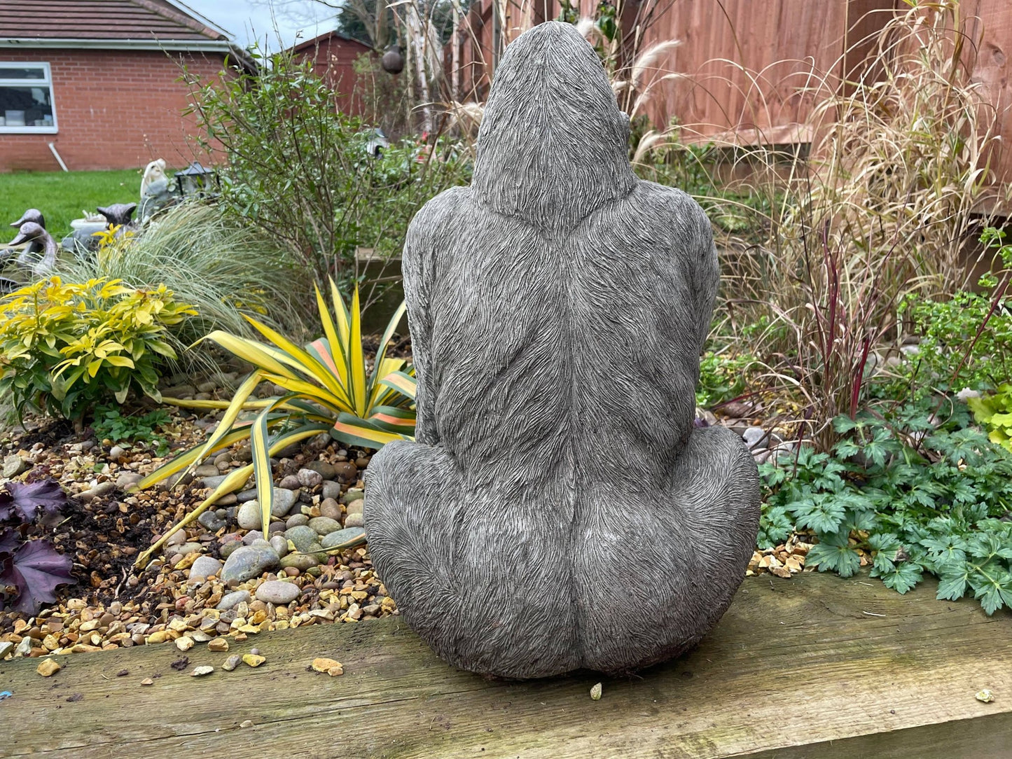 Gorilla Silver Back Male Ape Statue - Backyard Bliss