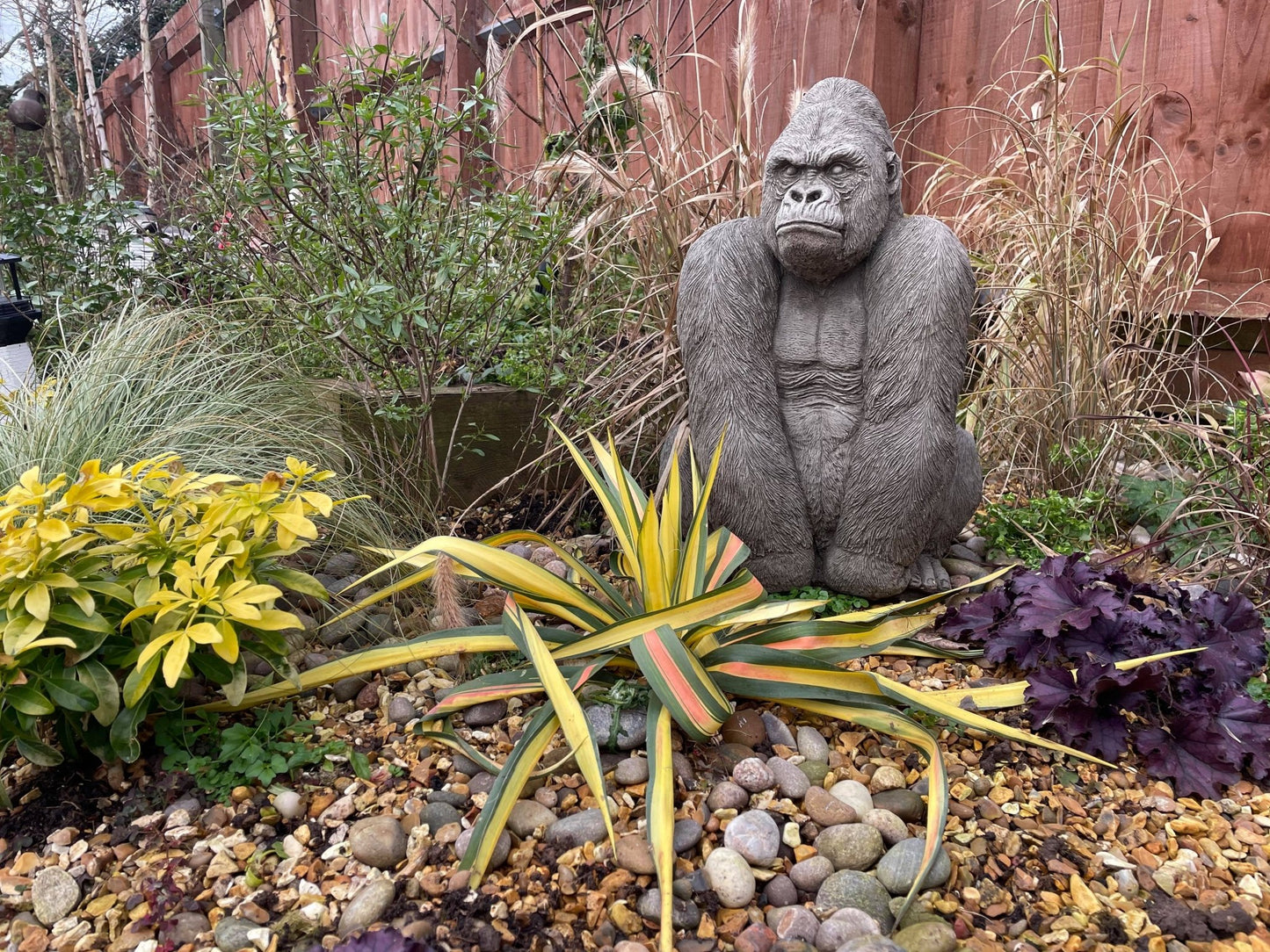 Gorilla Silver Back Male Ape Statue - Backyard Bliss