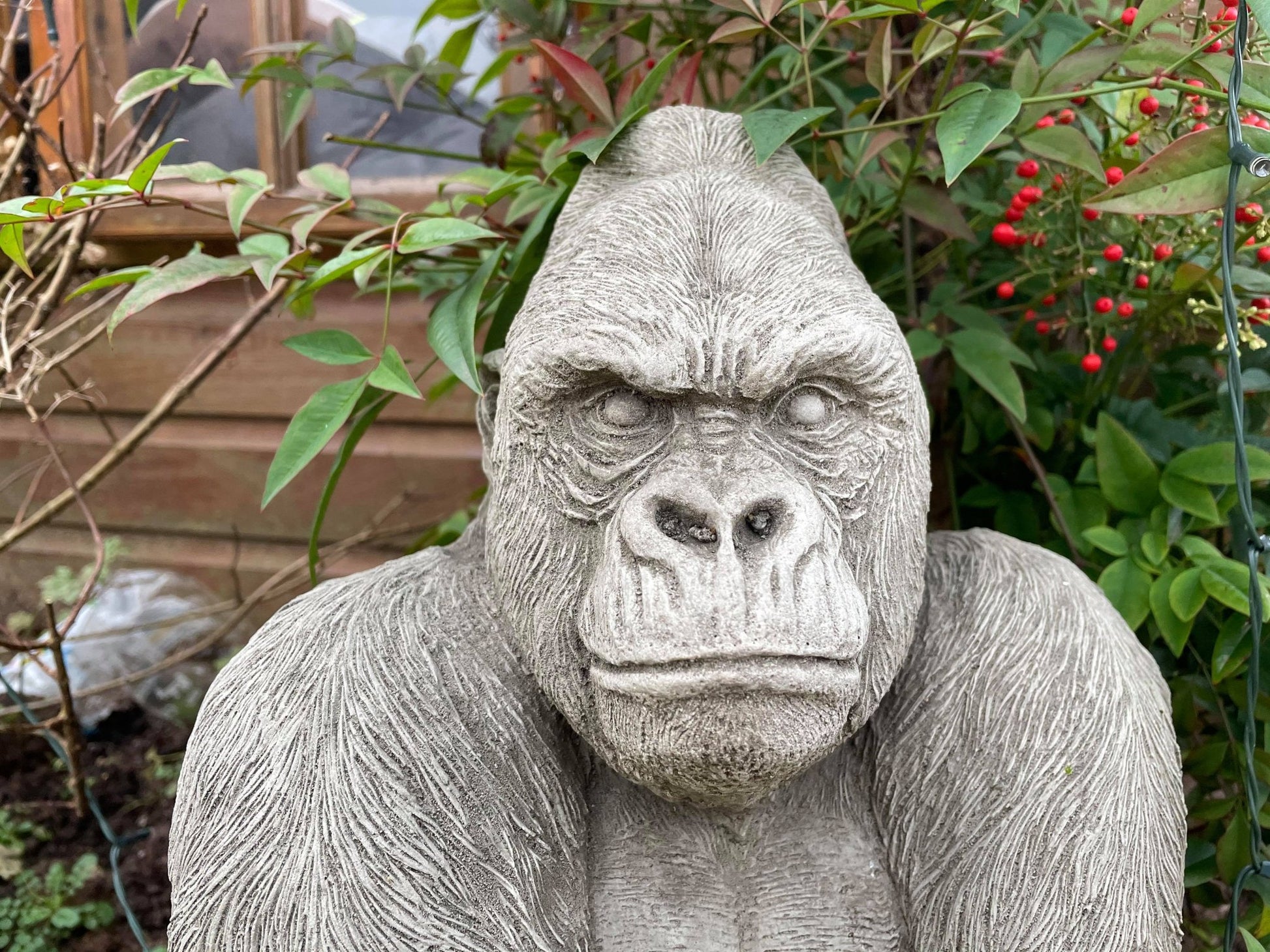 Gorilla Silver Back Male Ape Statue - Backyard Bliss