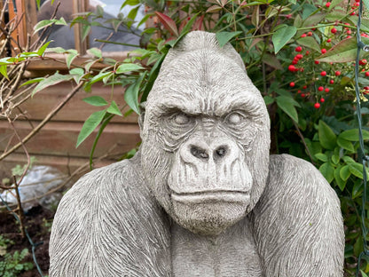 Gorilla Silver Back Male Ape Statue - Backyard Bliss