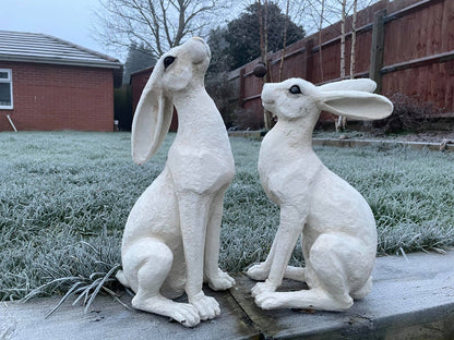 Large White Moon - Gazing Hares Ornament Set - Backyard Bliss