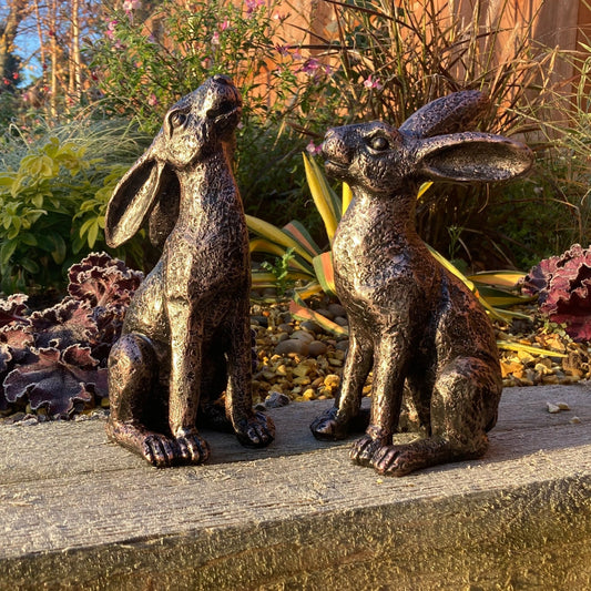 Medium Bronze Moon - Gazing Hares Ornament Set - Backyard Bliss