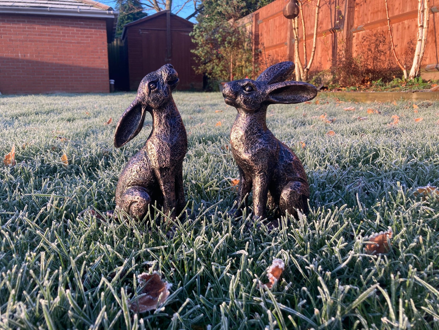 Medium Bronze Moon - Gazing Hares Ornament Set - Backyard Bliss