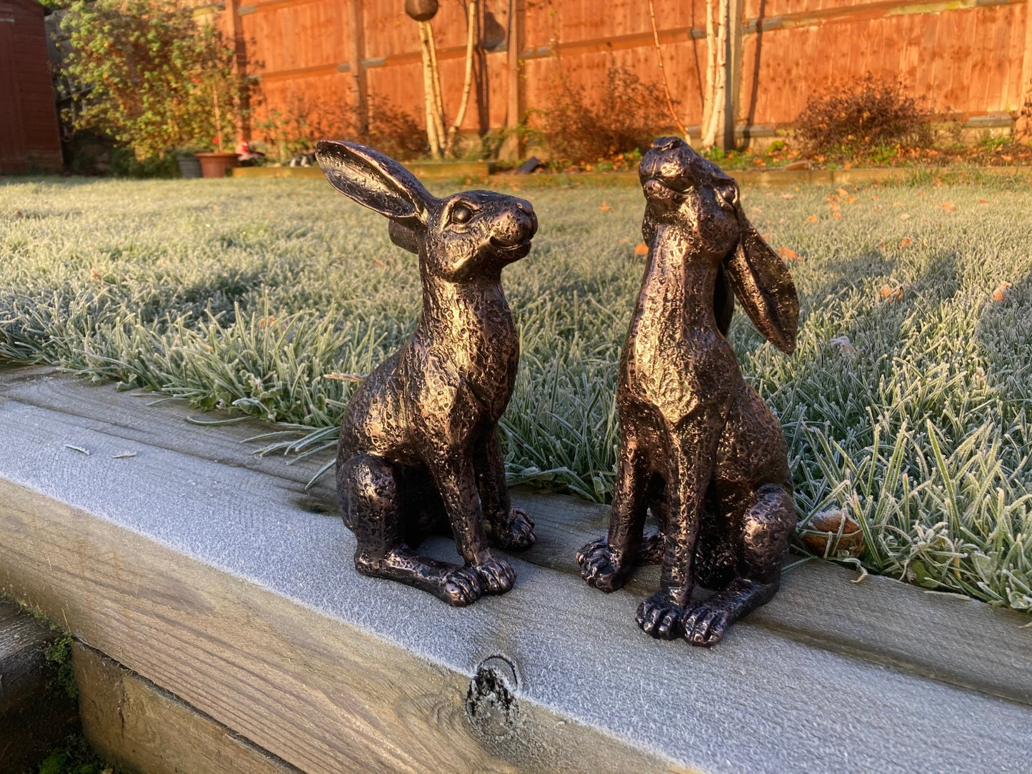 Medium Bronze Moon - Gazing Hares Ornament Set - Backyard Bliss