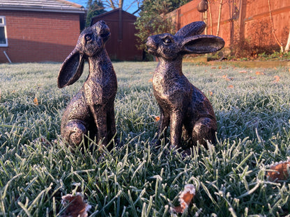 Medium Bronze Moon - Gazing Hares Ornament Set - Backyard Bliss