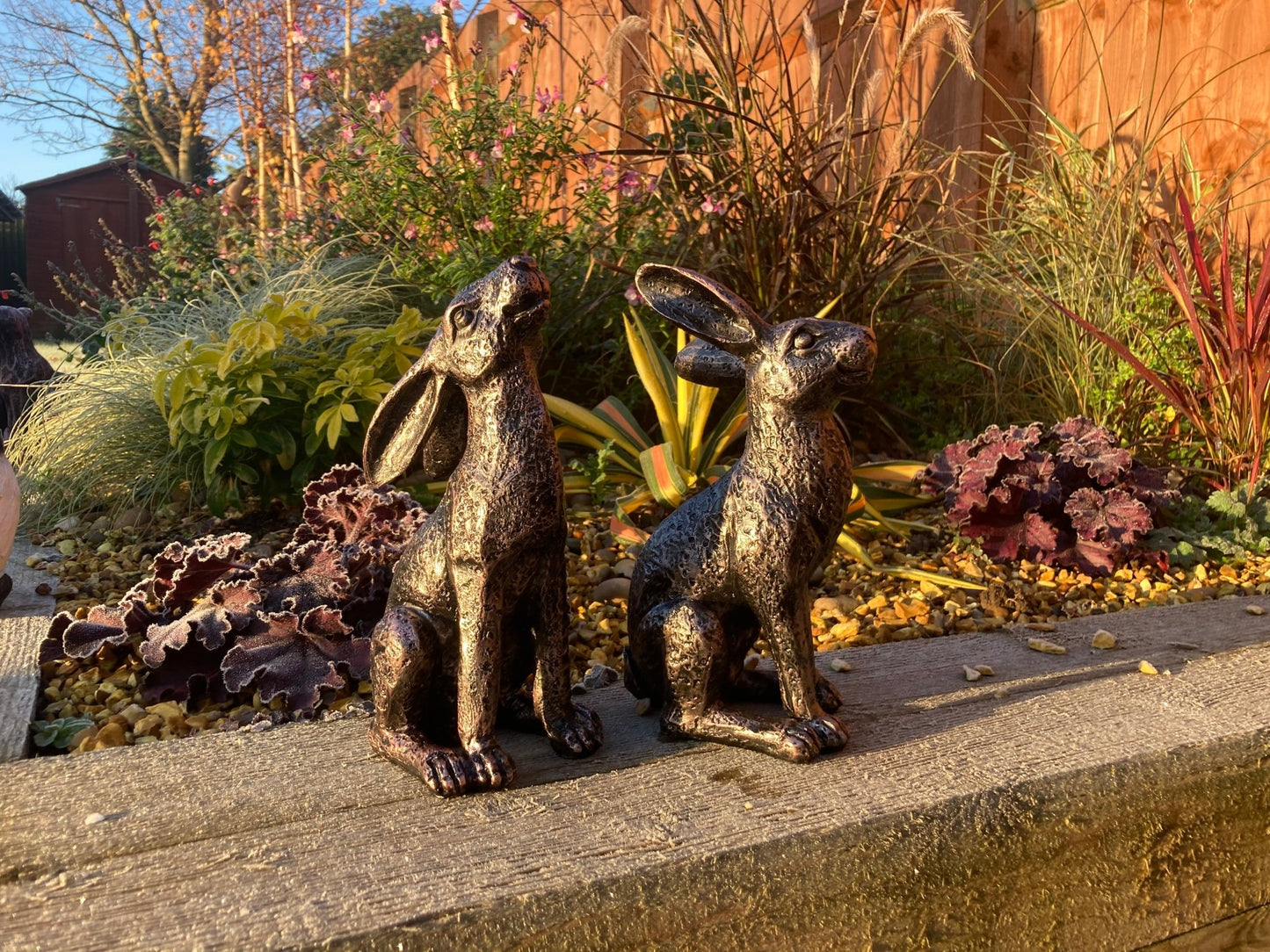 Medium Bronze Moon - Gazing Hares Ornament Set - Backyard Bliss