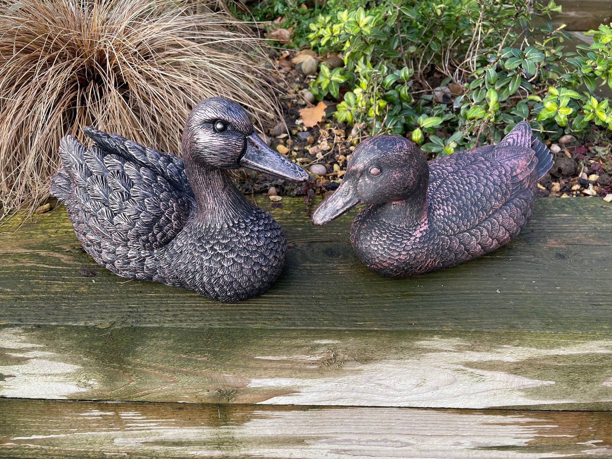 Pair of Bronze Ducks - Backyard Bliss