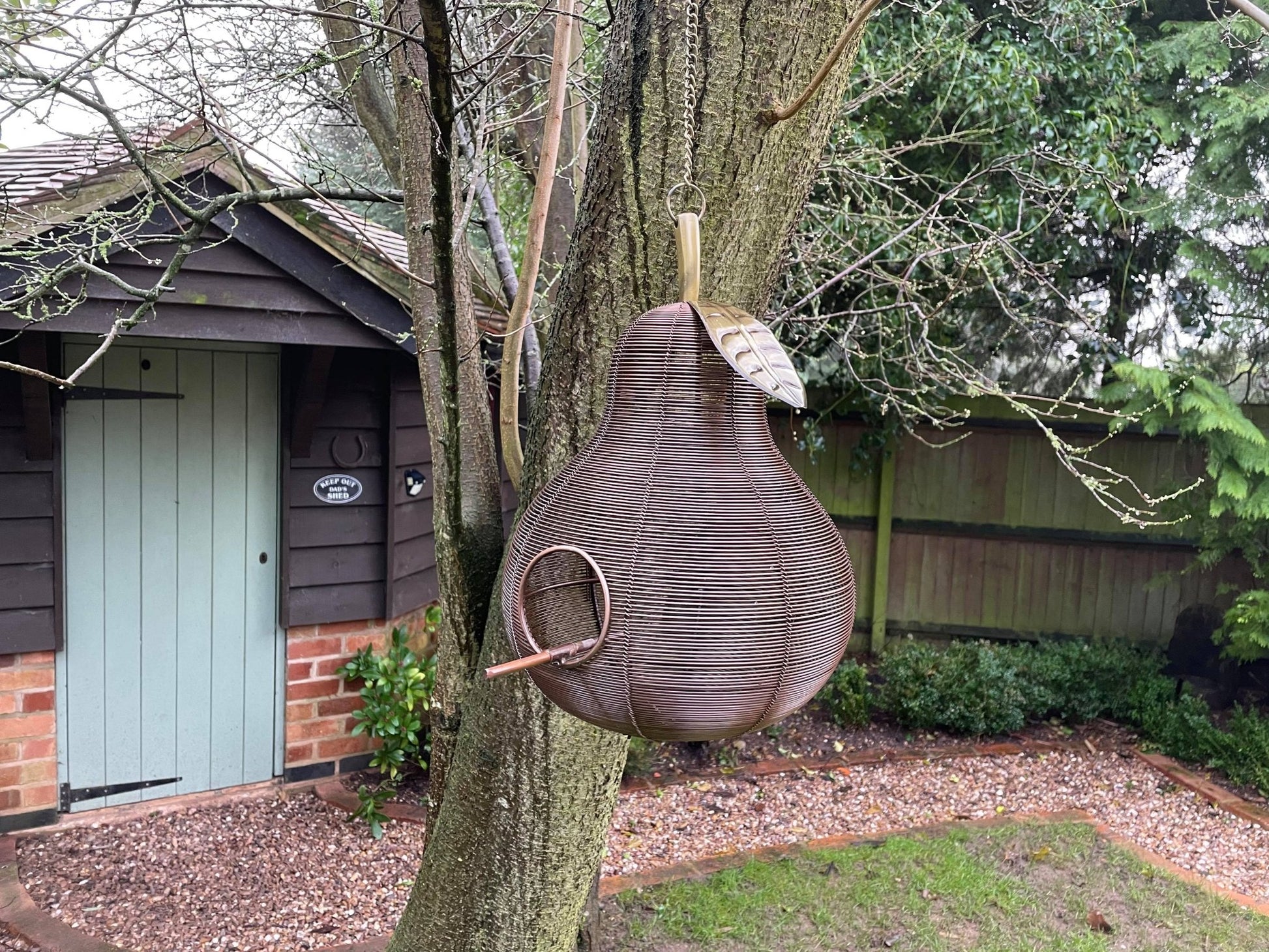 Pear Shaped Copper Bird Feeder - Backyard Bliss