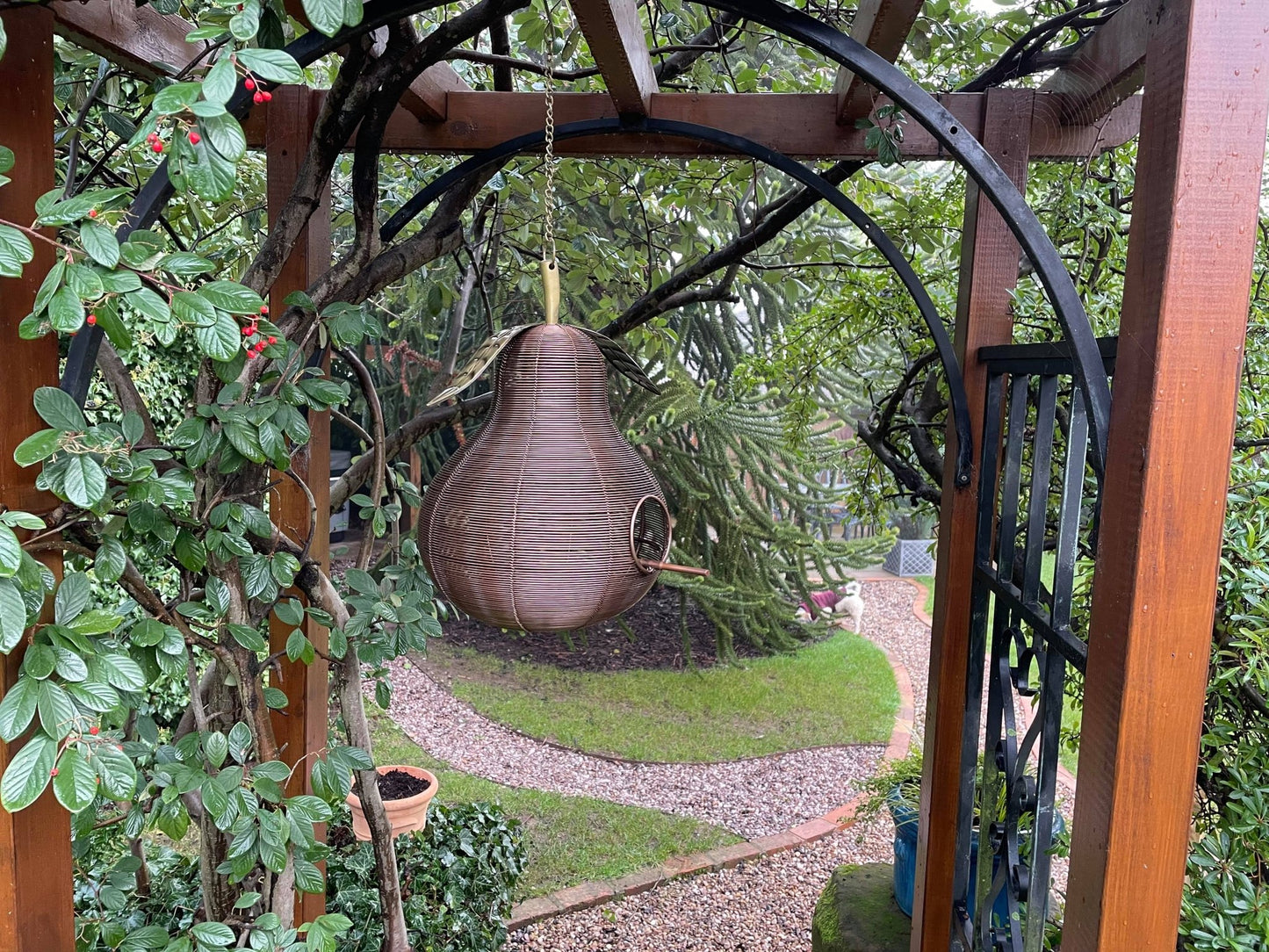 Pear Shaped Copper Bird Feeder - Backyard Bliss