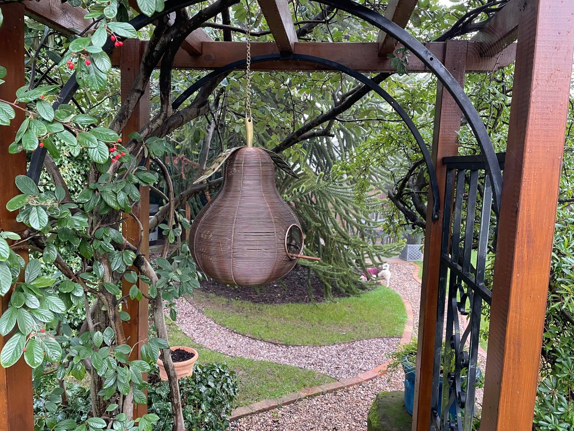 Pear Shaped Copper Bird Feeder - Backyard Bliss