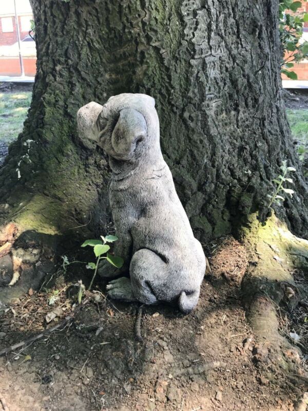 Boxer Puppy Sitting Stone Statue