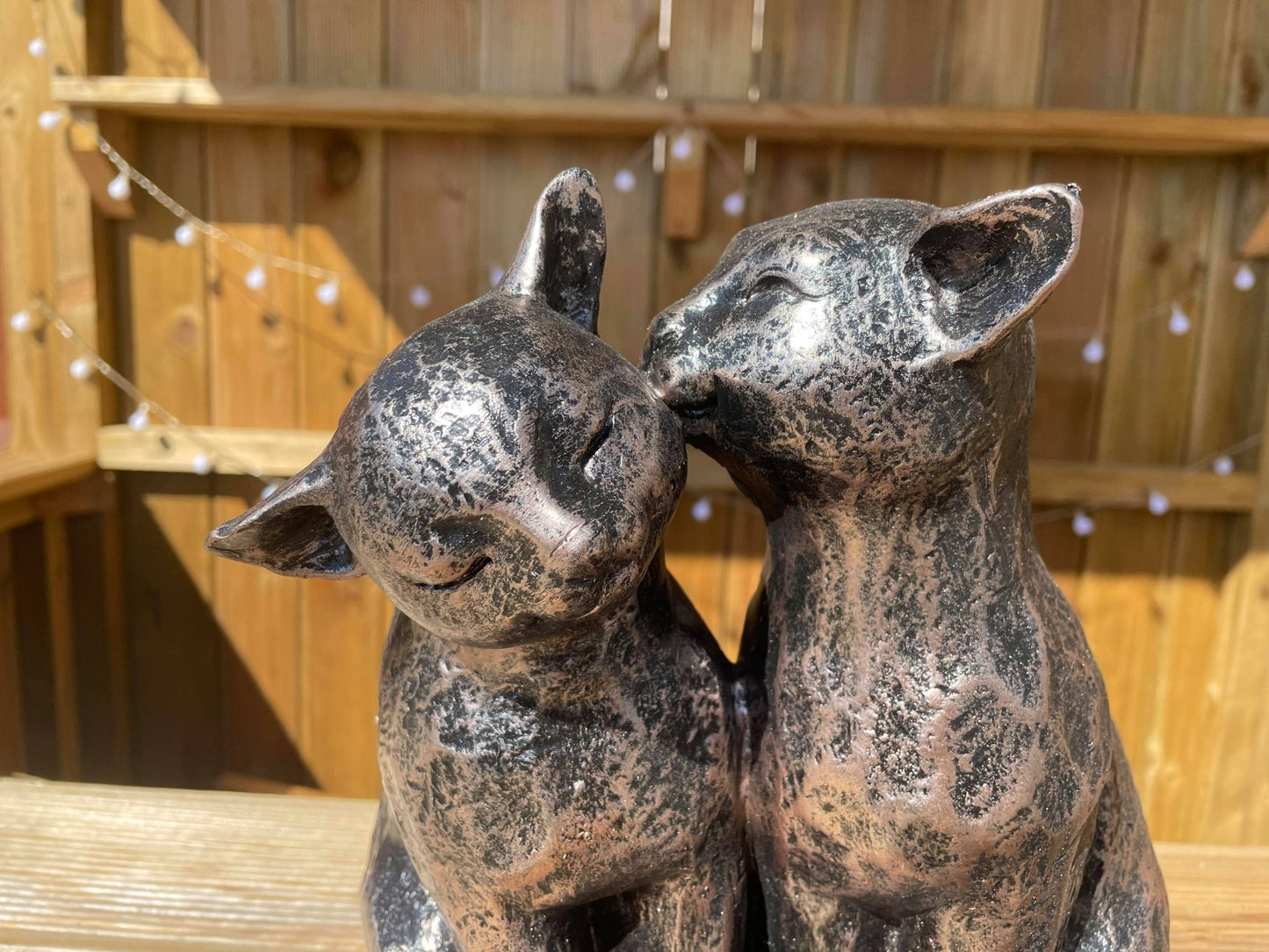 Two Preening Cats - Backyard Bliss