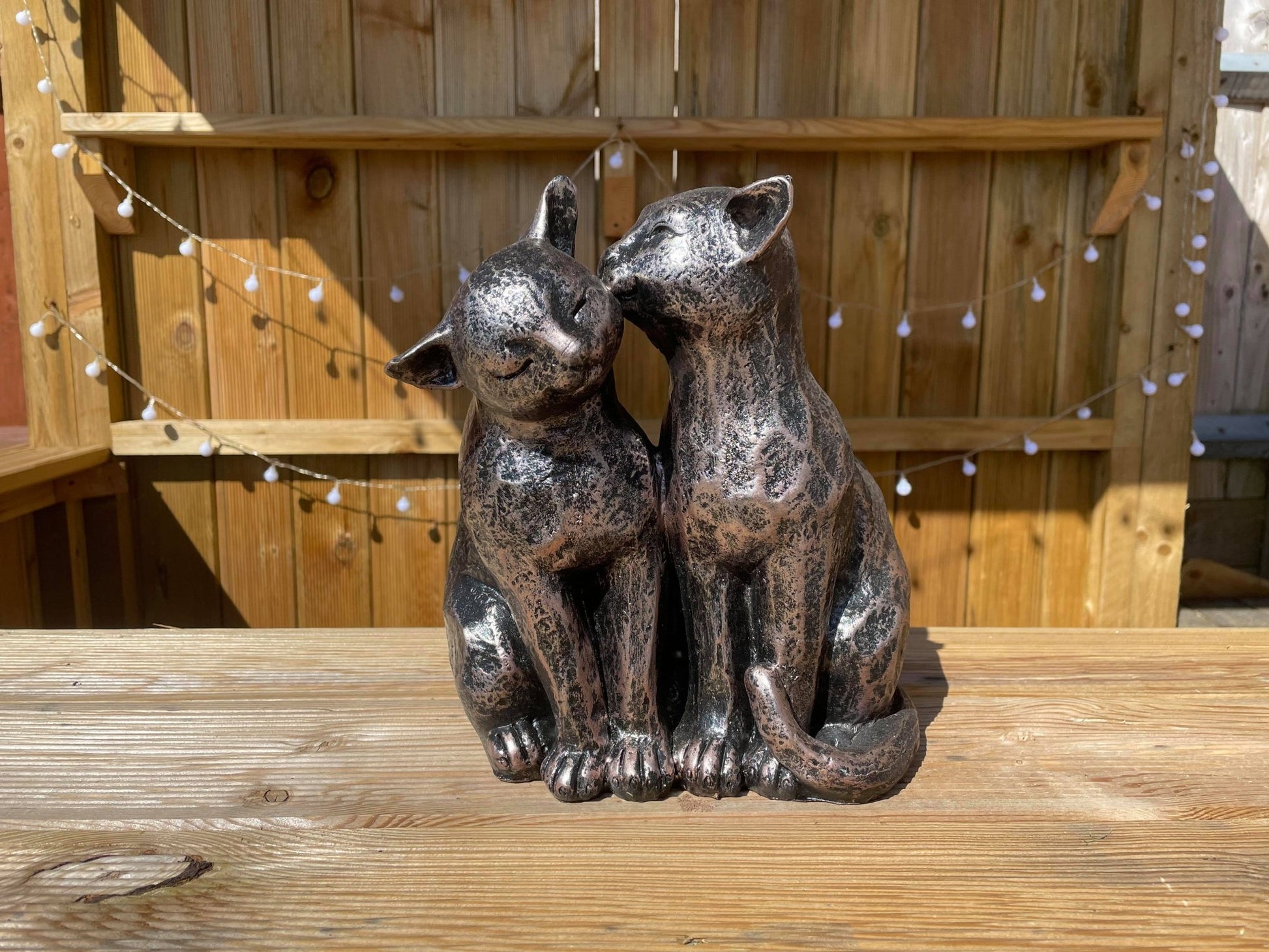 Two Preening Cats - Backyard Bliss